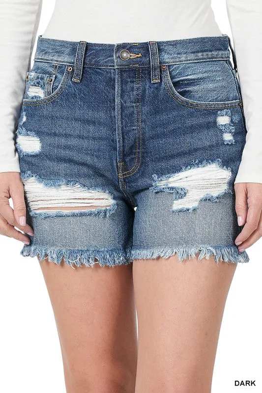 Distressed Denim Shorts