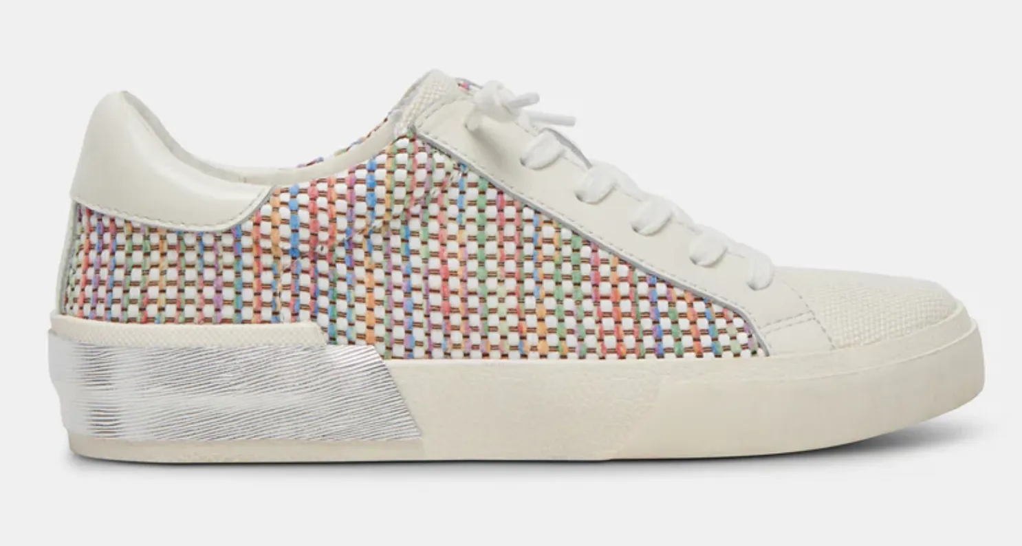 Dolce Vita Zina White Multi Raffia Sneaker