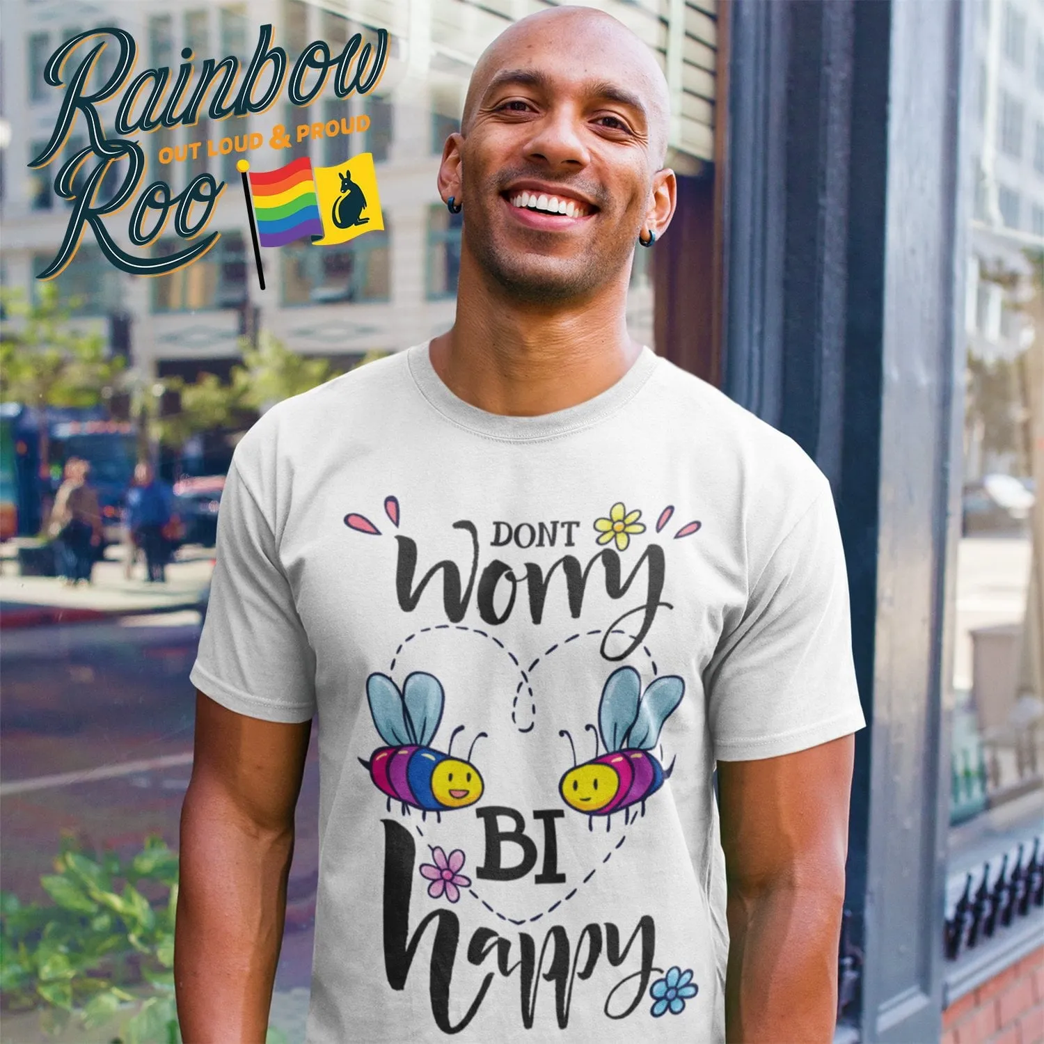 Don't Worry Bi Happy T-Shirt Bisexual Unisex (B007)