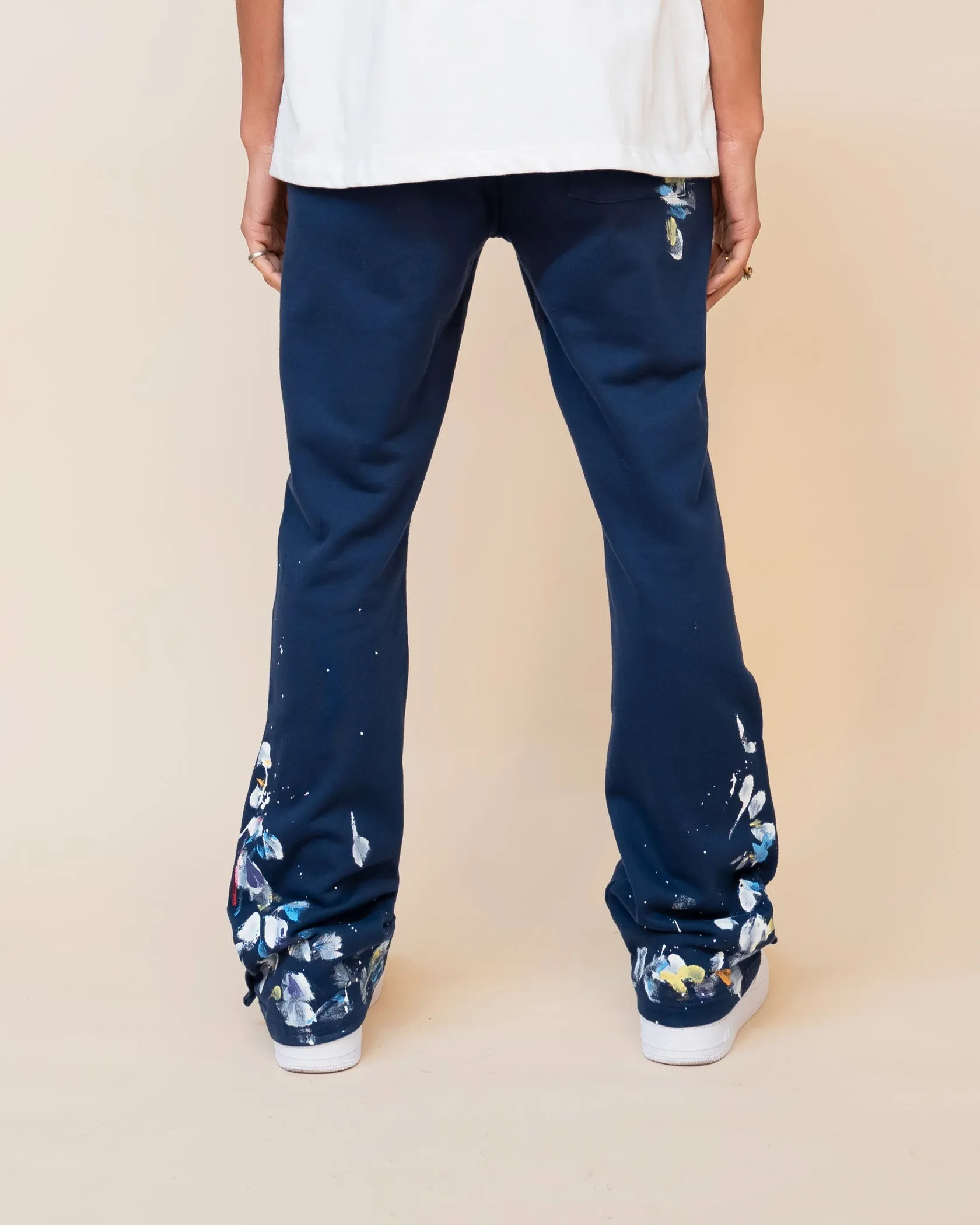 EPTM PAINT SNAP FLARED PANTS - NAVY