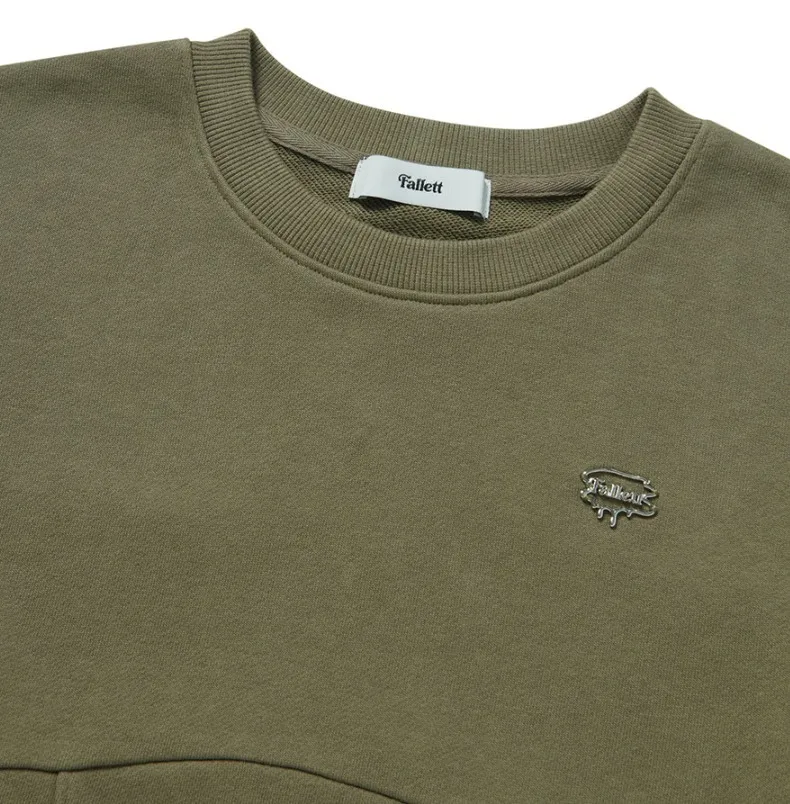 Fallett  |Unisex Street Style Long Sleeves Plain Cotton Khaki Logo