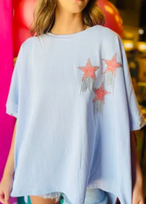 Fantastic Fawn Star Patch Top | Baby Blue