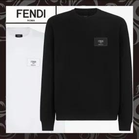 FENDI  |Crew Neck Monogram Long Sleeves Logo Luxury Sweatshirts