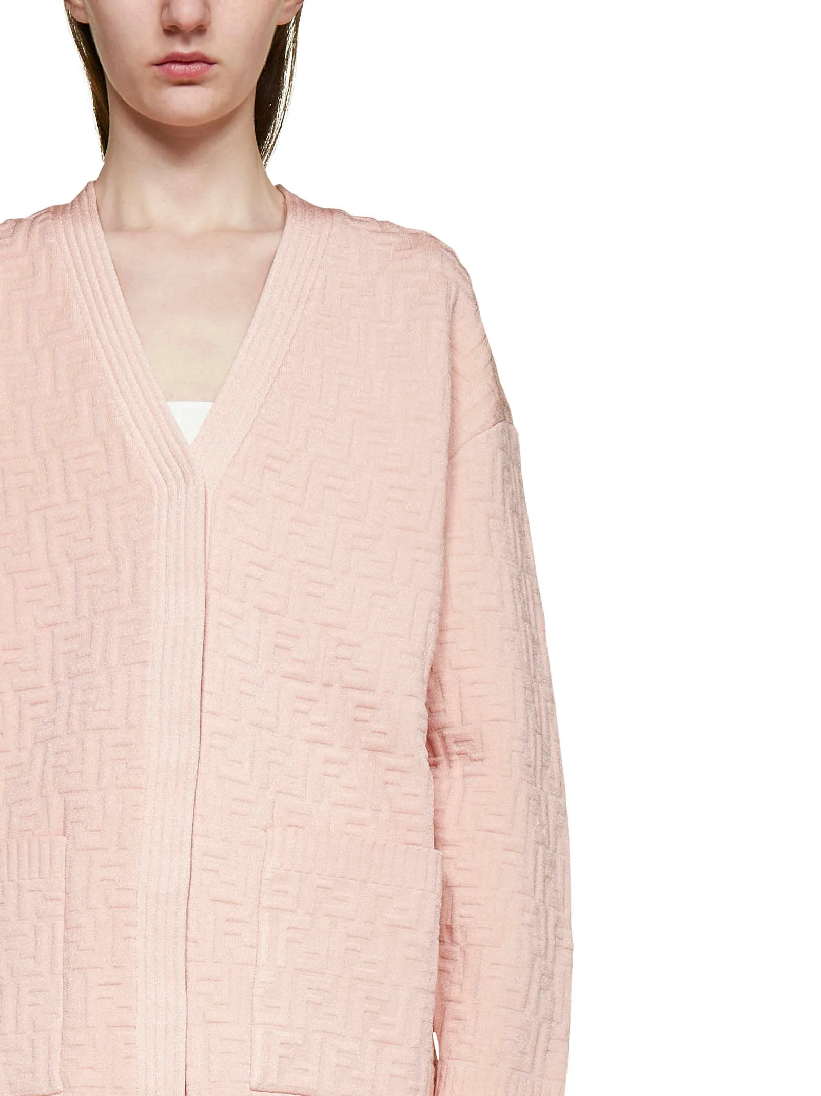 Fendi Oversized V-Neck FF Motif Cardigan