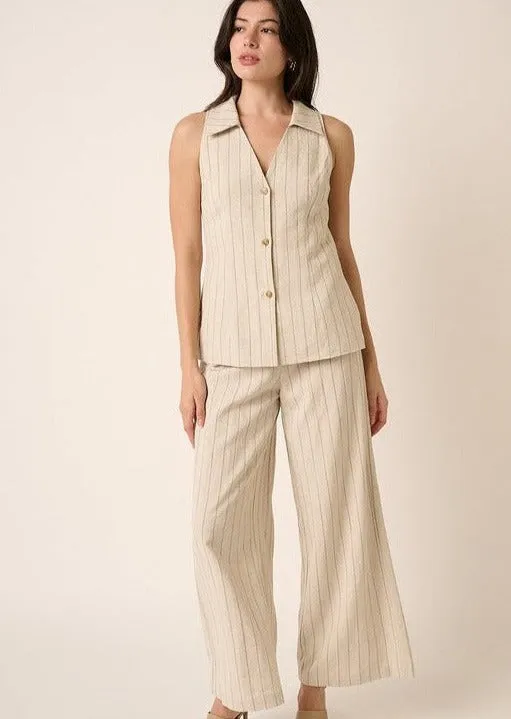 FINAL SALE - Linen Pinstripe Pants