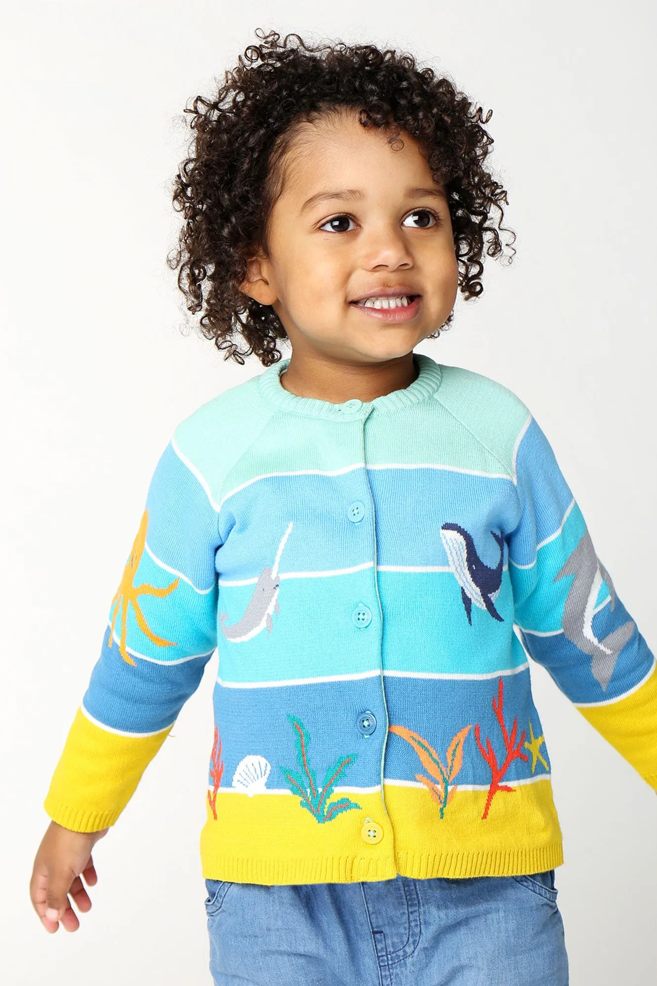 Frugi Tropical Sea Underwater Reva Knitted Cardigan