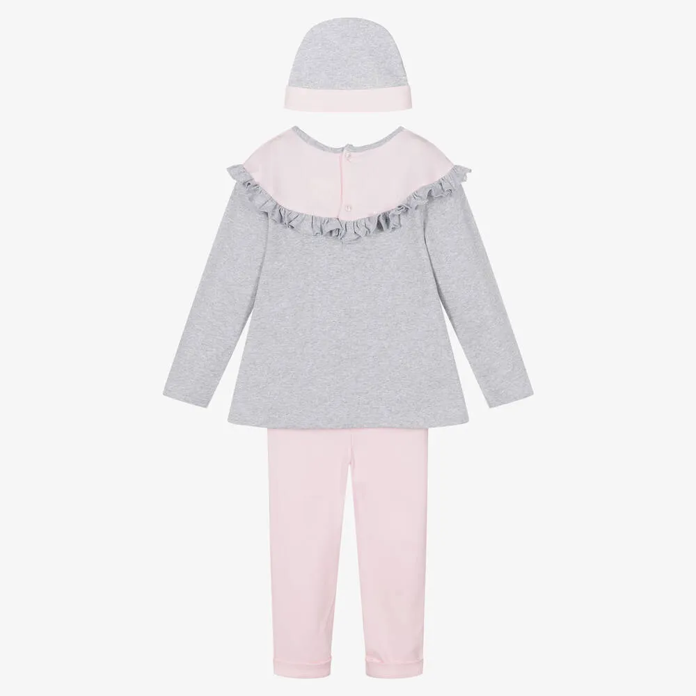 Girls Pink & Grey Leggings Set