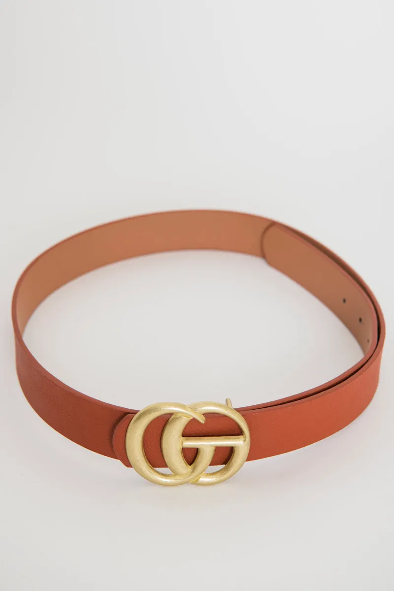 Gold Buckle Belt - Orange