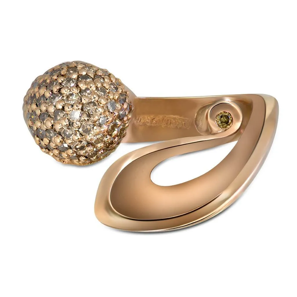 Gold Calla Ring with Champagne Diamonds