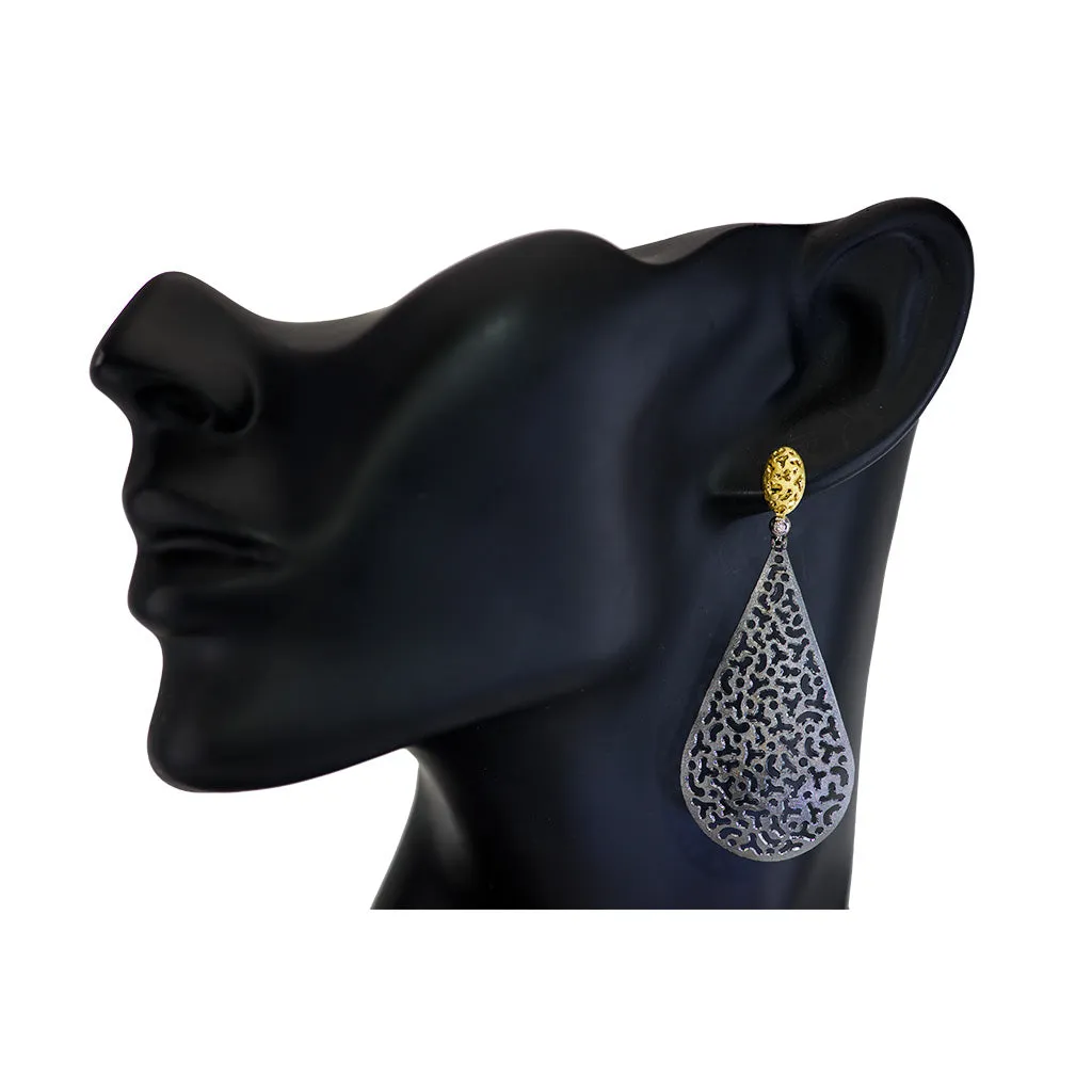 Gold Festive Drop Earrings with Diamonds