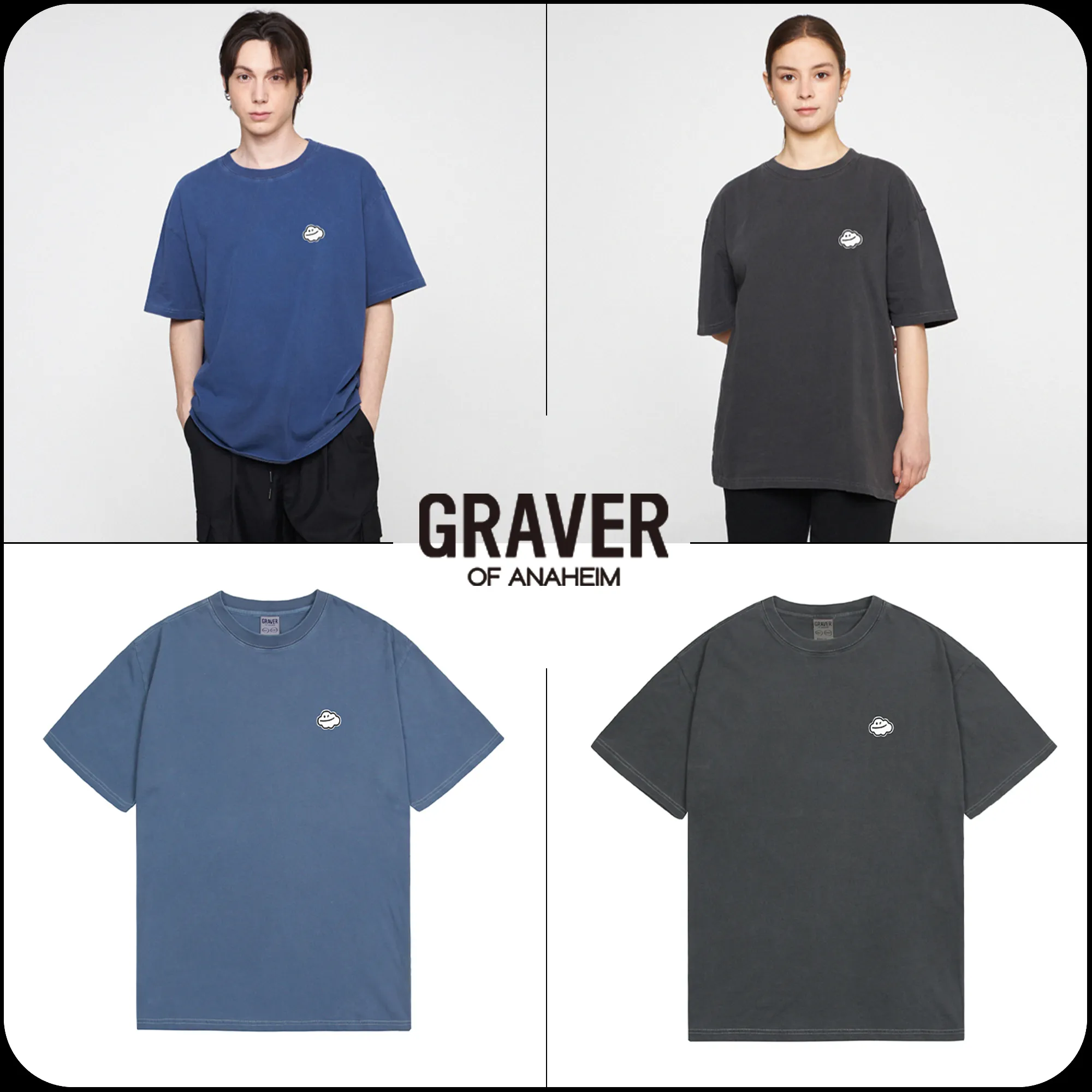 GRAVER  |[GRAVER]★SMALL CLOUD SMILE PIGMENT SHORT SLEEVE TEE