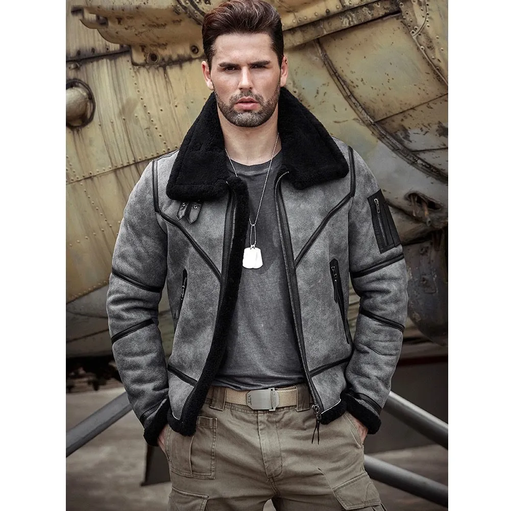 Gray b3 Shearling Bomber Jacket