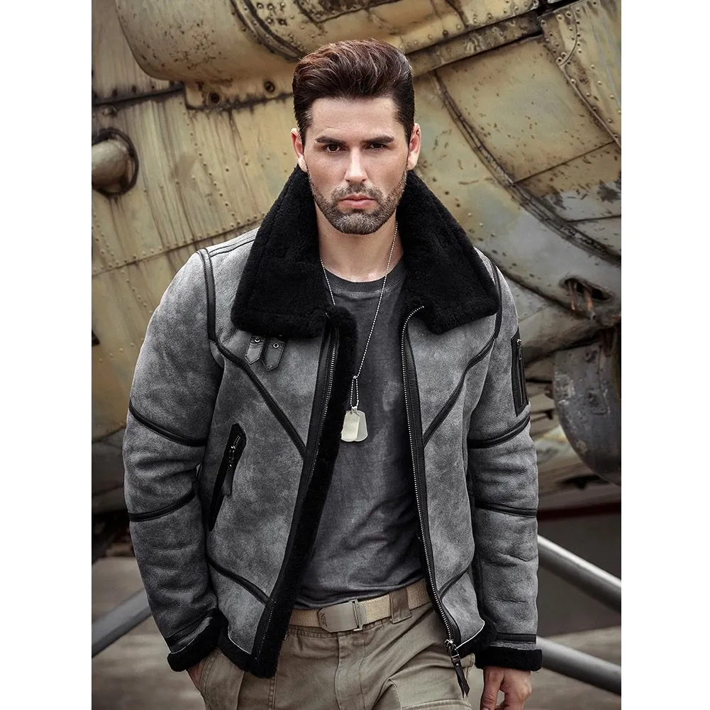 Gray b3 Shearling Bomber Jacket