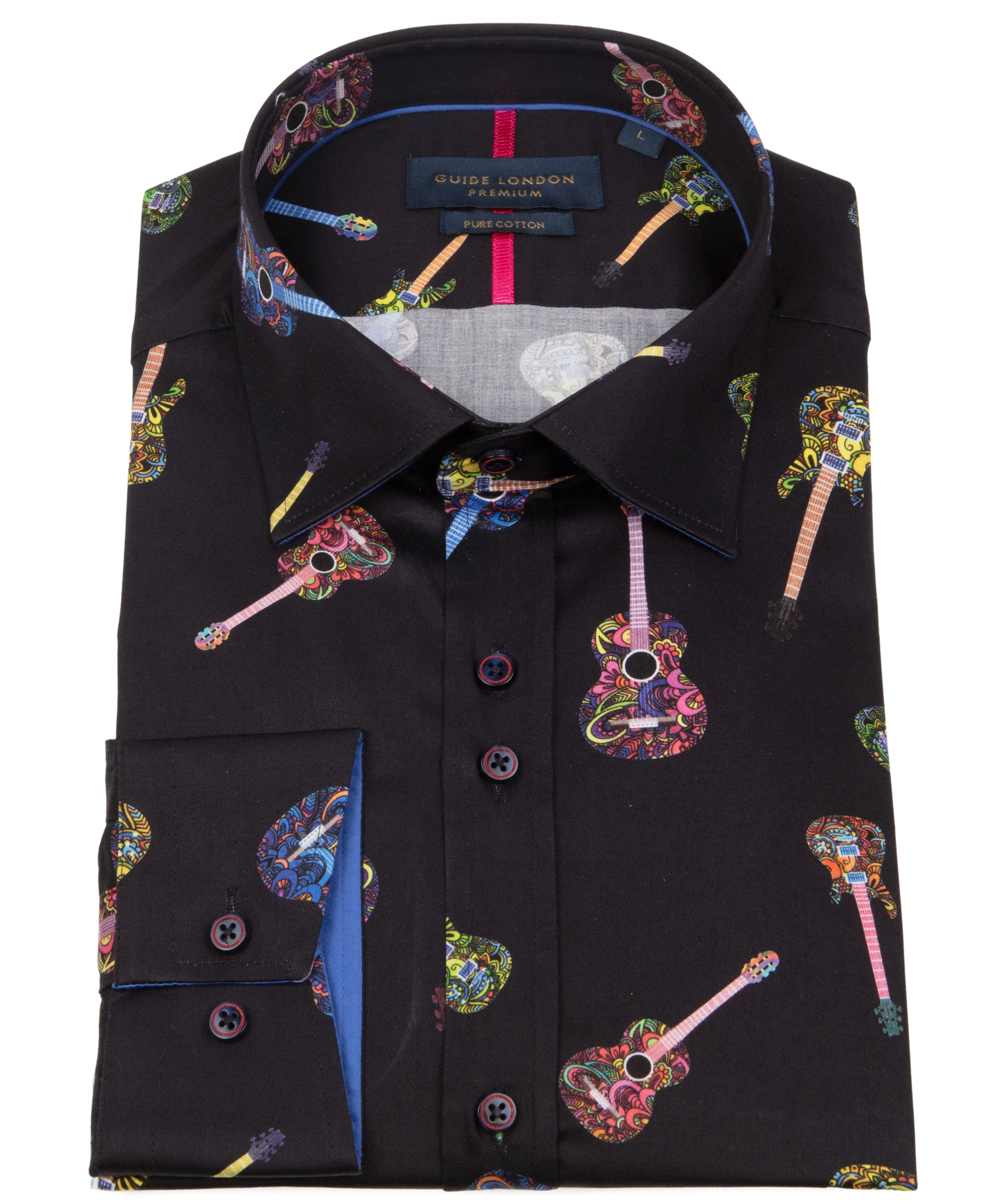 Guide London - Guitar Print Black Shirt