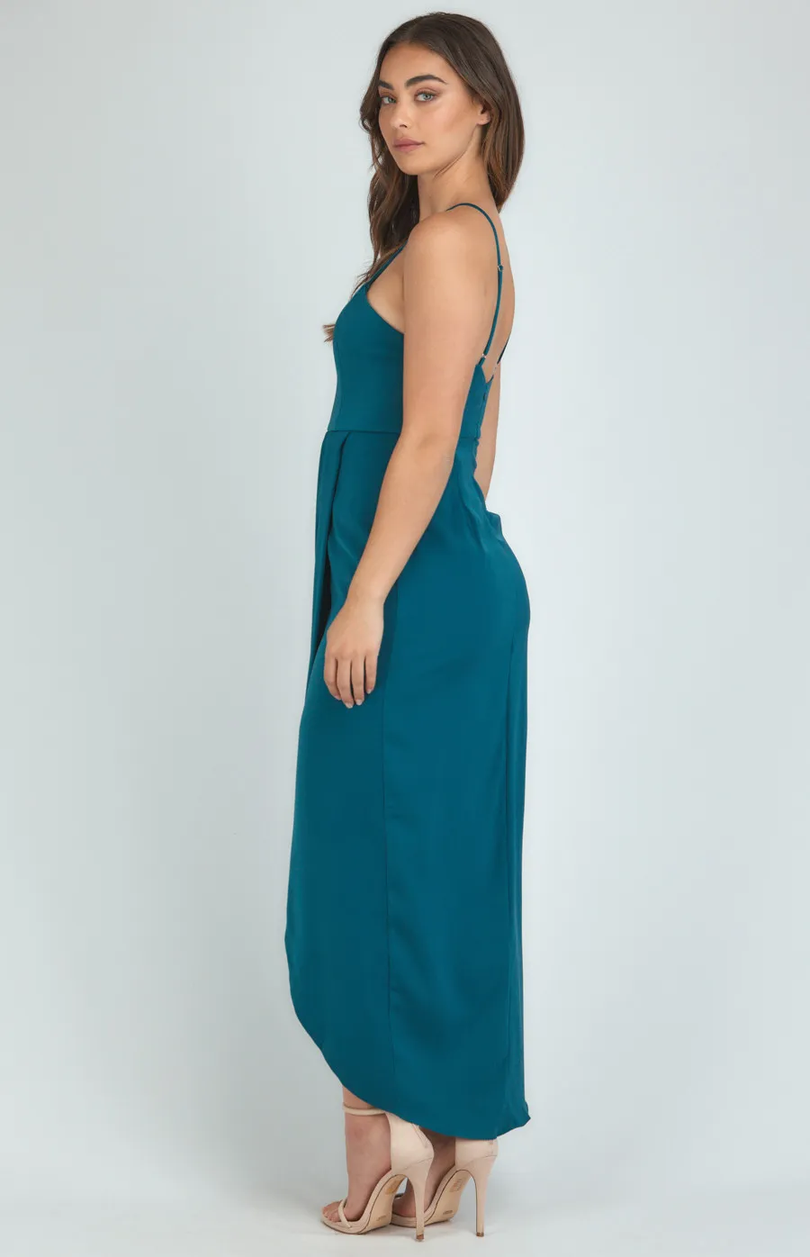 Halter Neck Midi Dress with Tulip Hem (SDR1100A) 