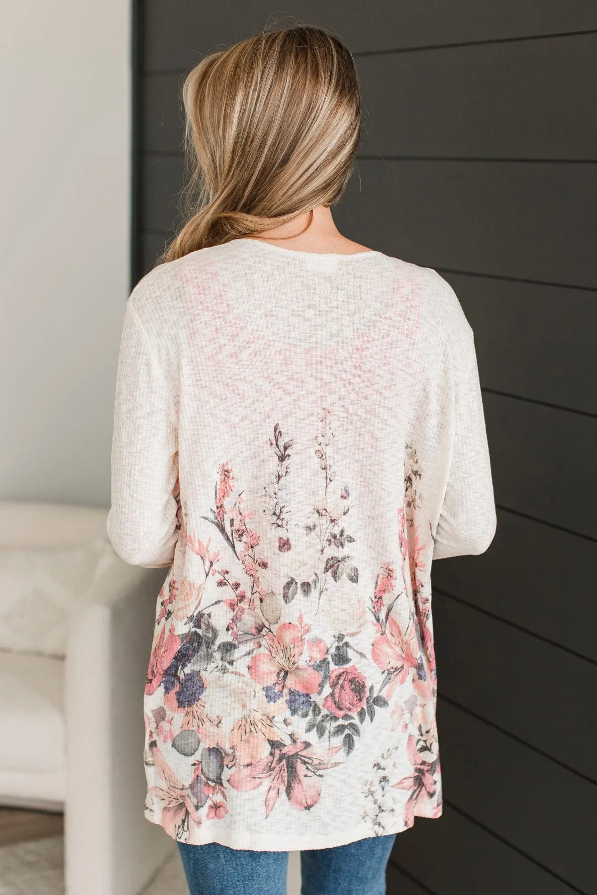 Here In My Heart Floral Cardigan- Cream