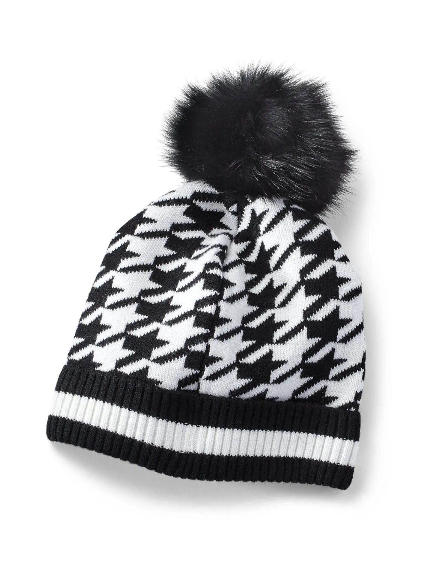 Houndstooth Pom Knit Hat