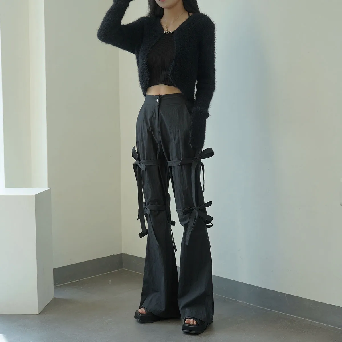 IONSEOUL  |Casual Style Halter Neck Street Style Long Sleeves Plain