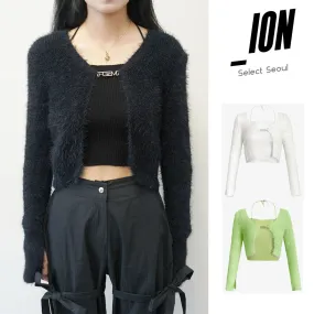 IONSEOUL  |Casual Style Halter Neck Street Style Long Sleeves Plain