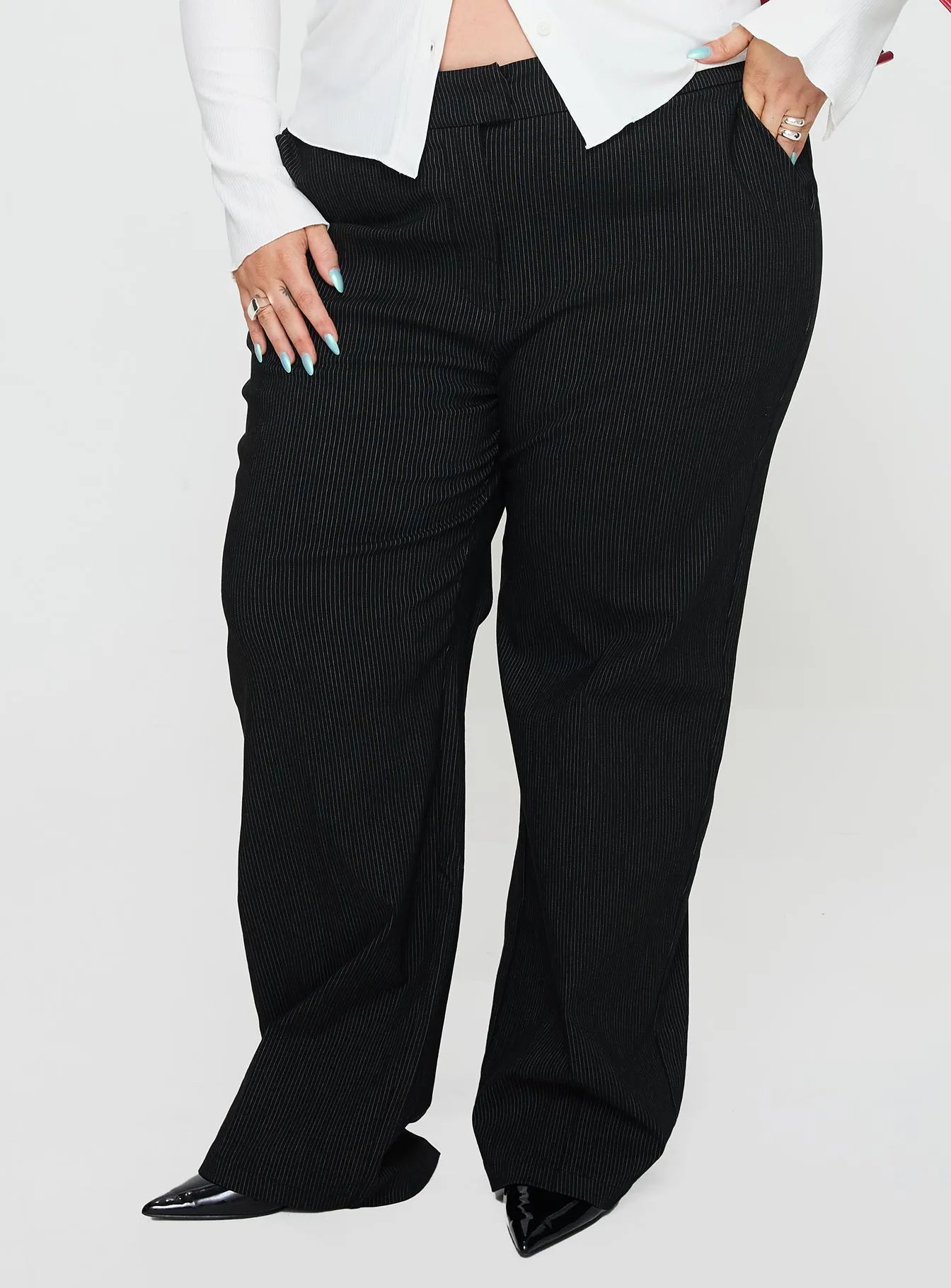 Jeller Pinstripe Pants Black Curve