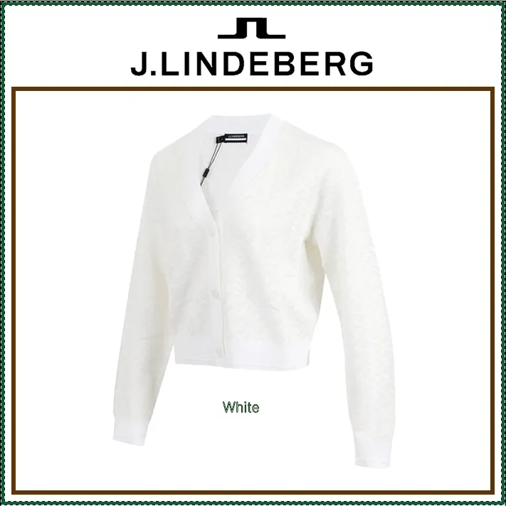 J.LINDEBERG  |Street Style Long Sleeves Plain Logo Cardigans