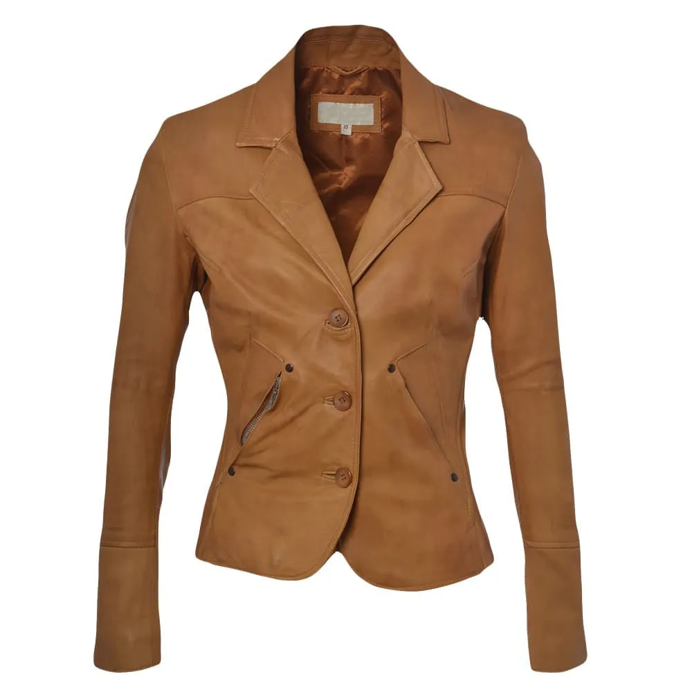 Ladies Leather Coat Dazzling Biker Fashion Wear 3.0