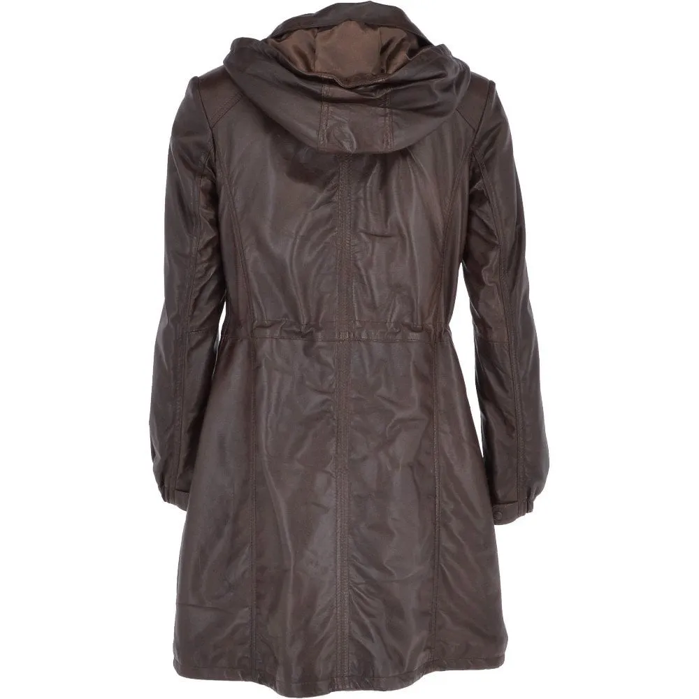 Ladies Long Coat Genius Gillian Duffle Leather Coat