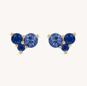 Large Sapphire Ocean Trio Studs