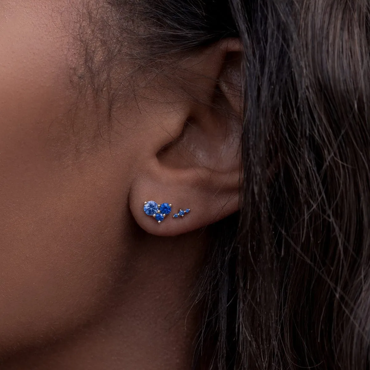 Large Sapphire Ocean Trio Studs