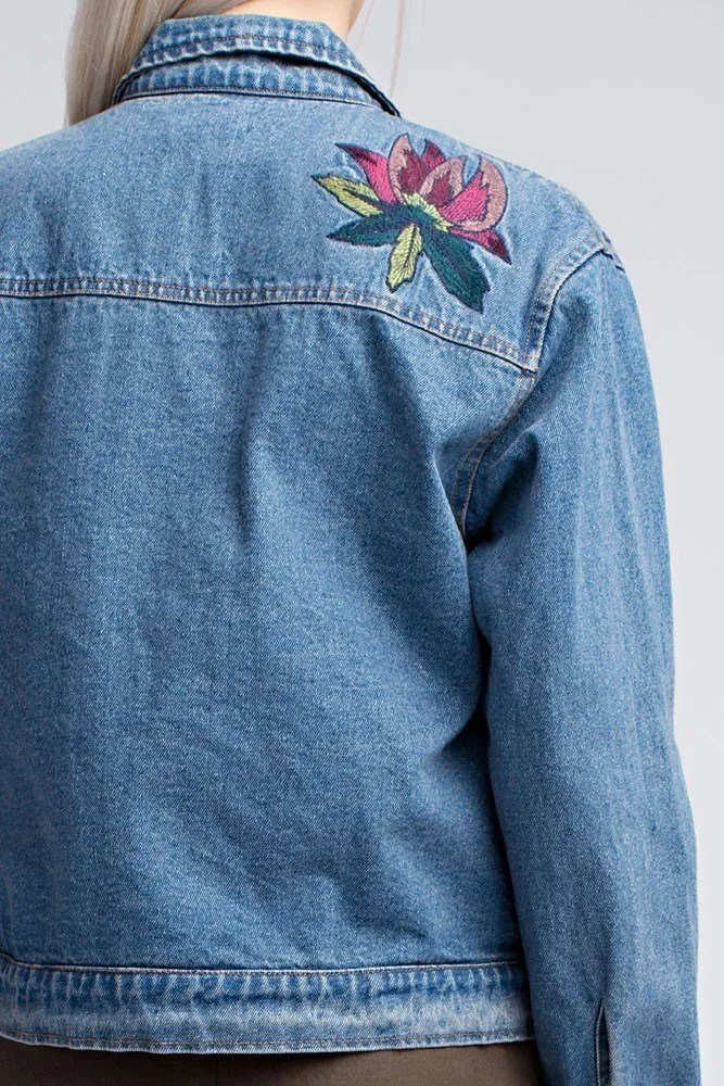 Last Chance! Honey Punch Embroidered Denim Jacket AT0048