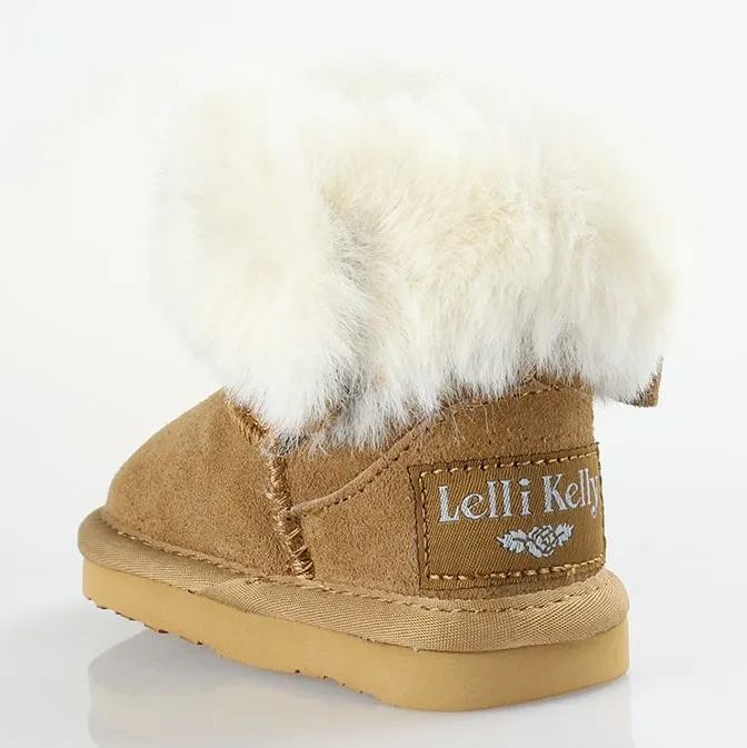 LELLI KELLY LK 4354 CARRIE DECORATIVE CHARM LEATHER SUEDE FUR BOOTS MARRONE