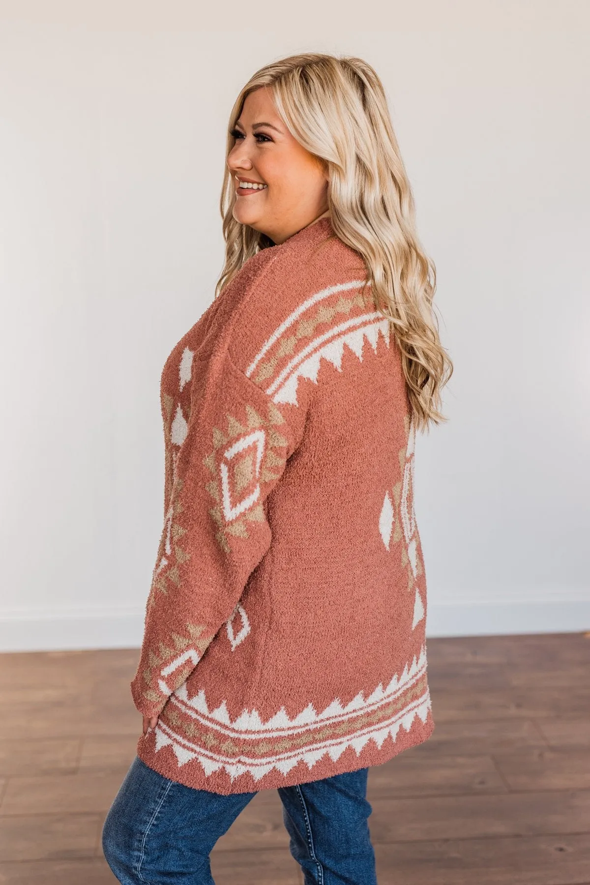 Let's Stay Home Aztec Cardigan- Dark Mauve