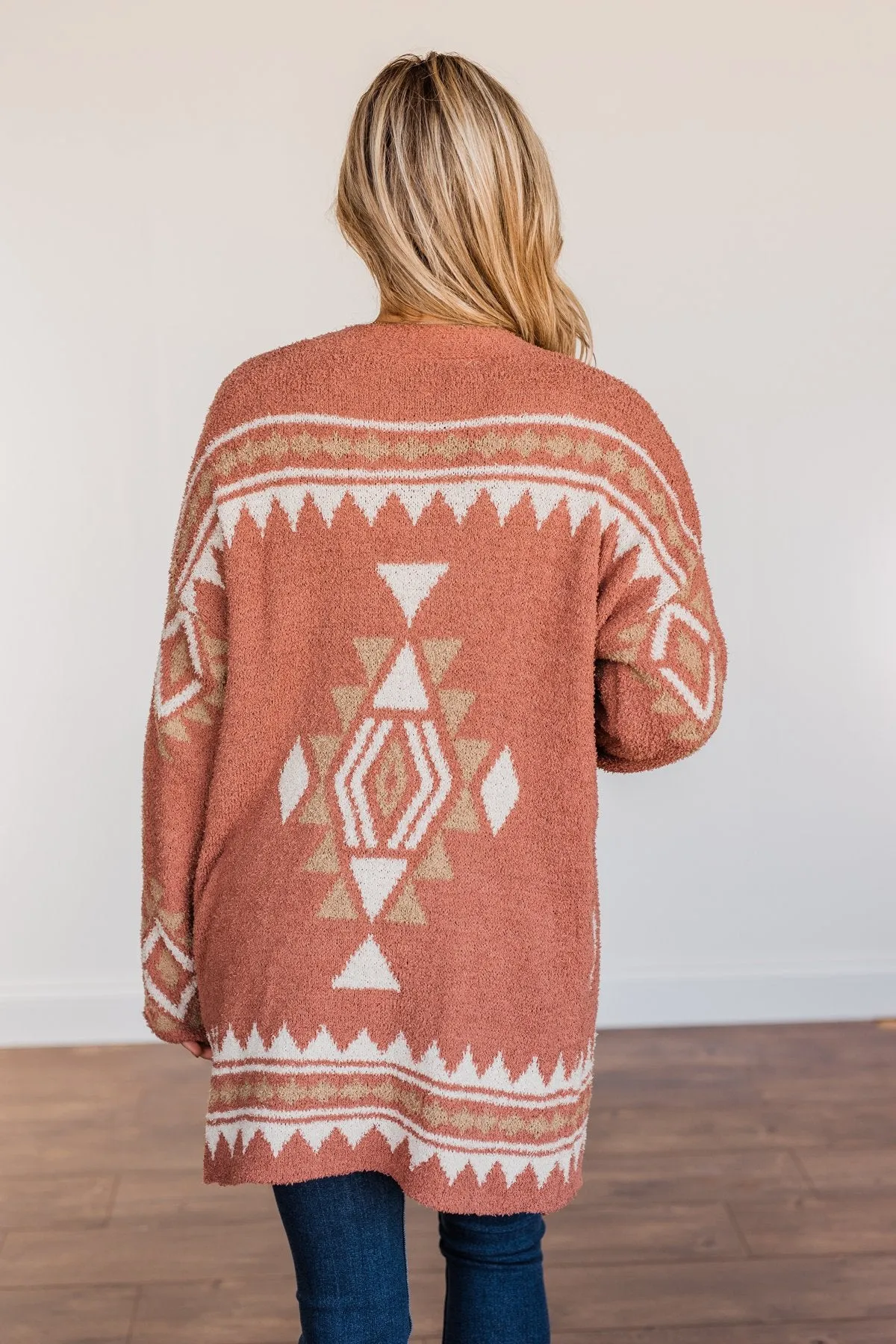 Let's Stay Home Aztec Cardigan- Dark Mauve