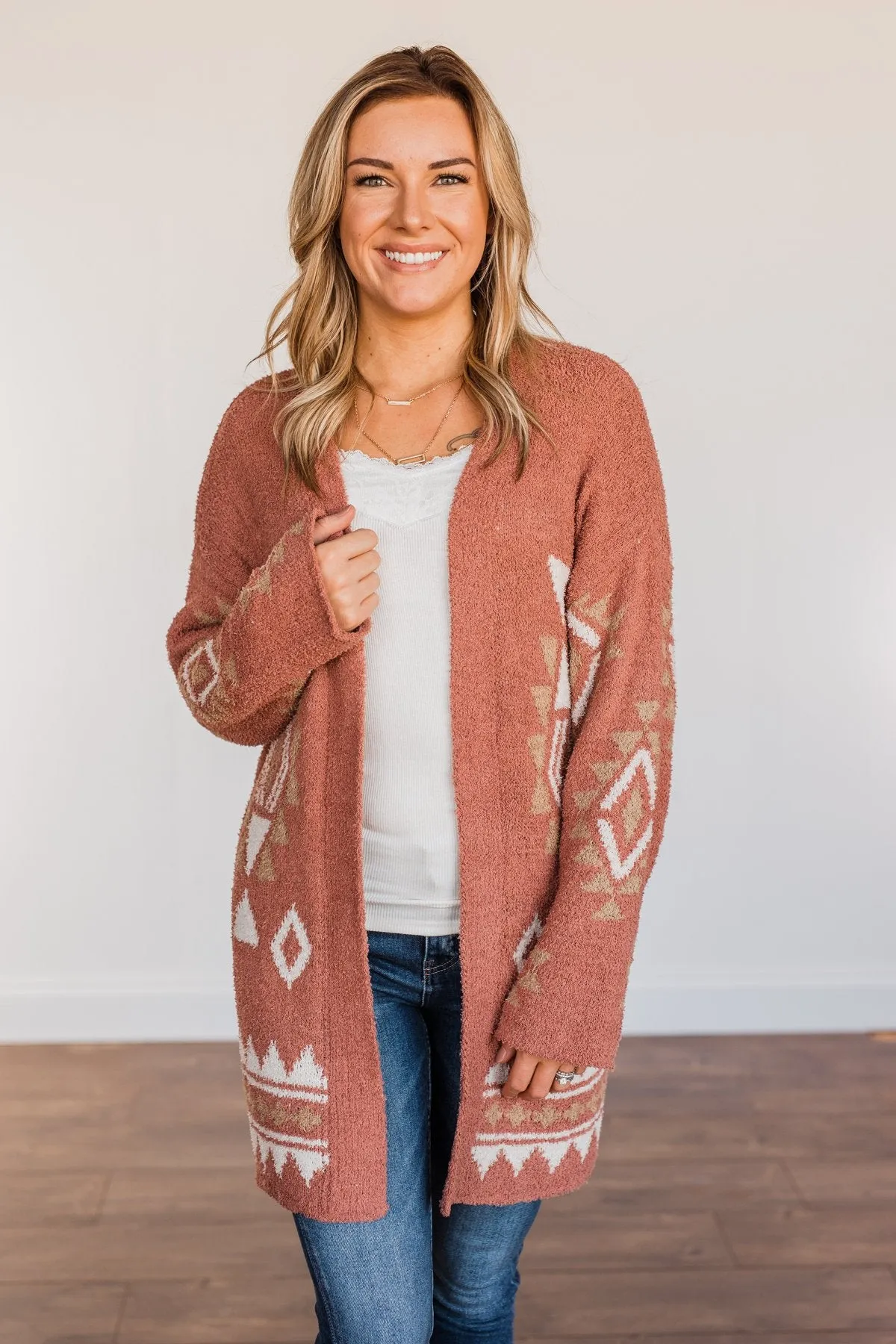 Let's Stay Home Aztec Cardigan- Dark Mauve