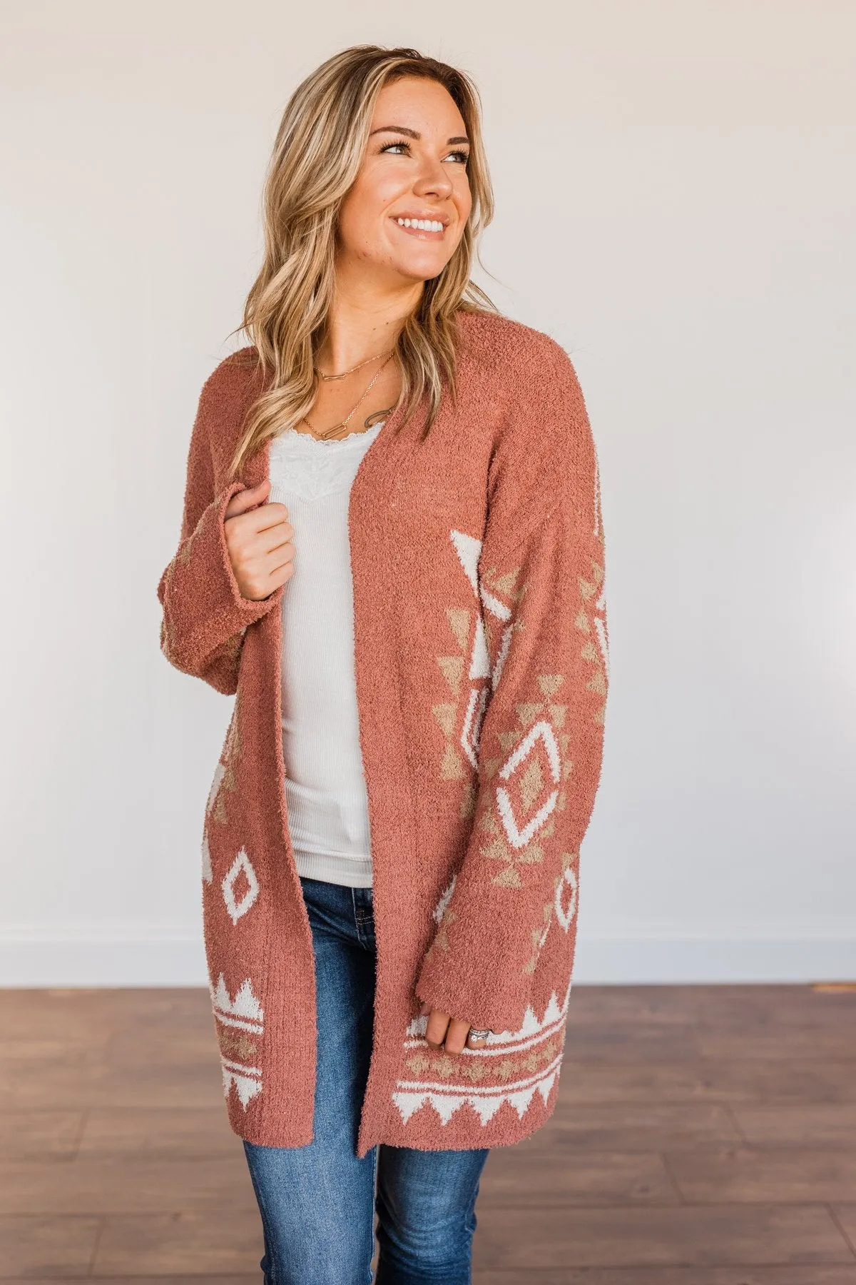 Let's Stay Home Aztec Cardigan- Dark Mauve