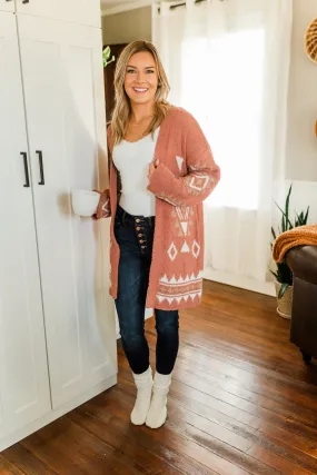 Let's Stay Home Aztec Cardigan- Dark Mauve