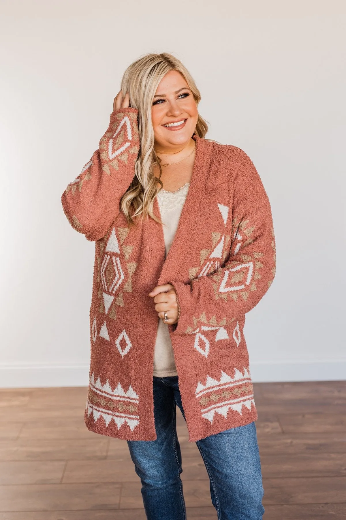 Let's Stay Home Aztec Cardigan- Dark Mauve