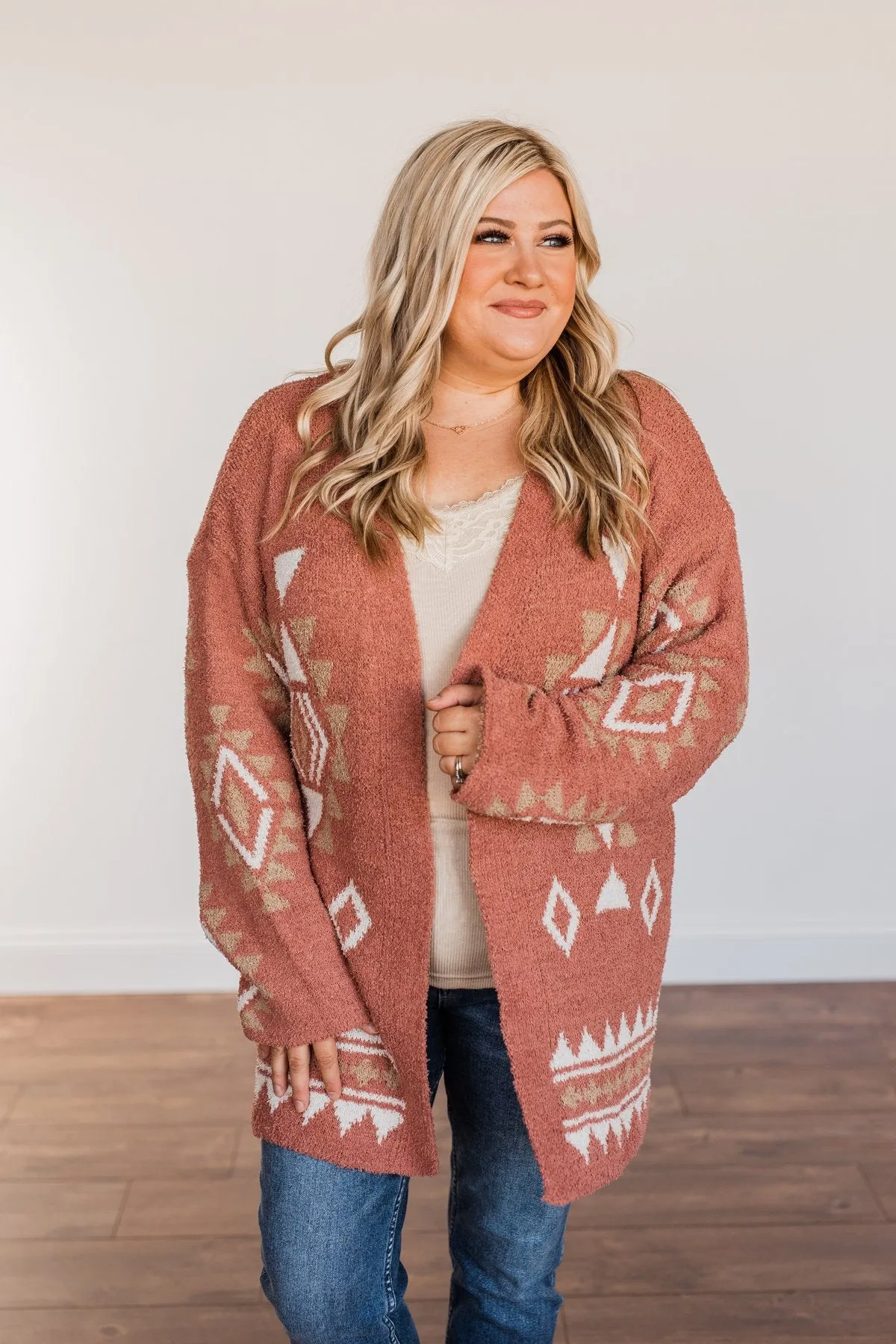 Let's Stay Home Aztec Cardigan- Dark Mauve