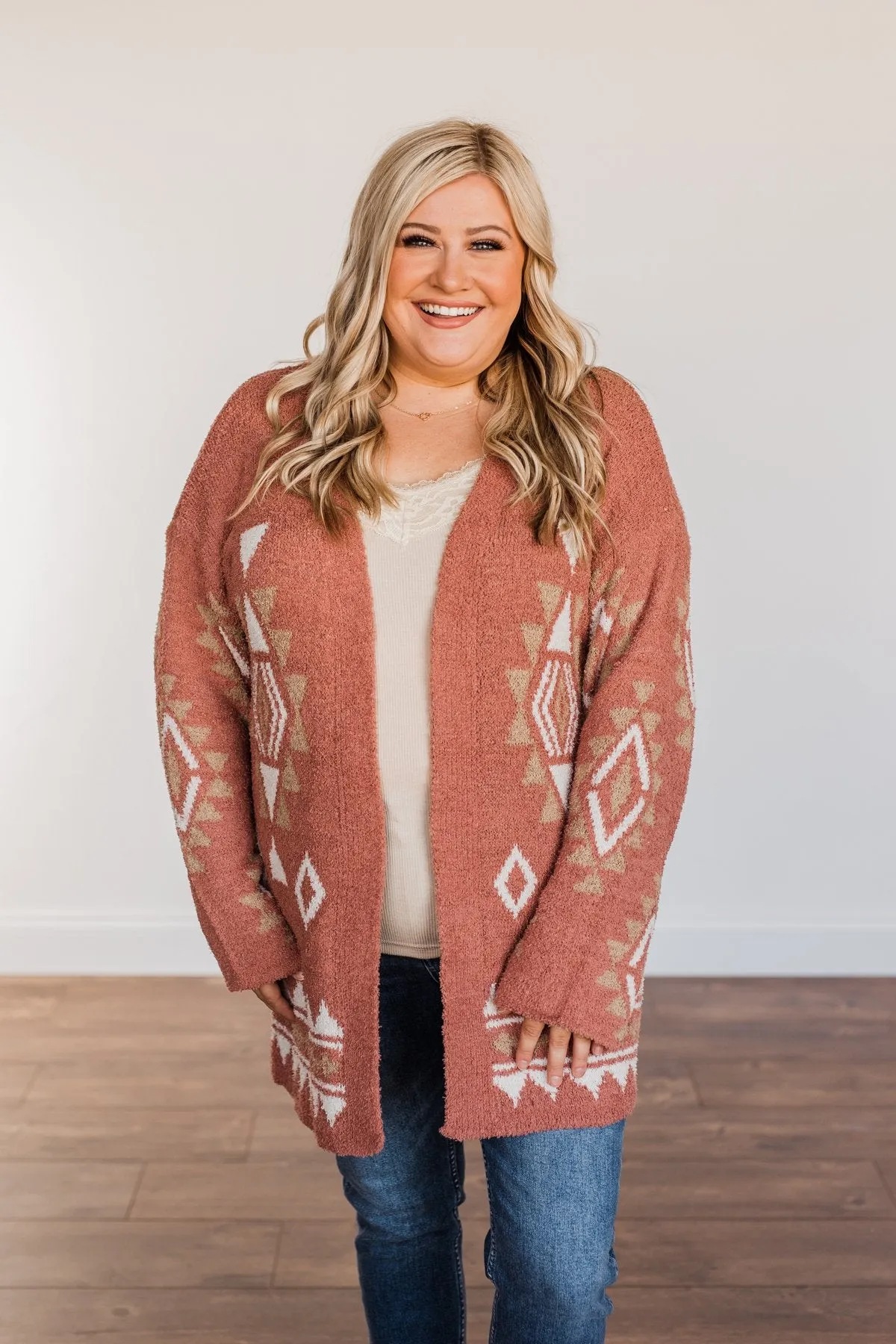 Let's Stay Home Aztec Cardigan- Dark Mauve