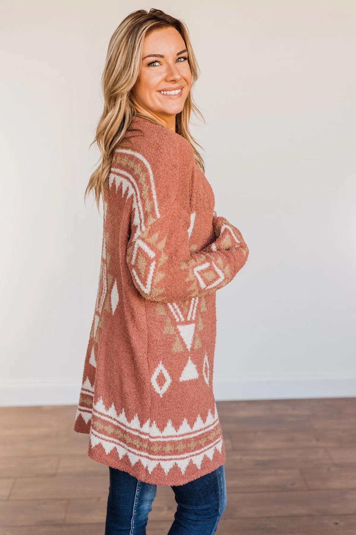 Let's Stay Home Aztec Cardigan- Dark Mauve