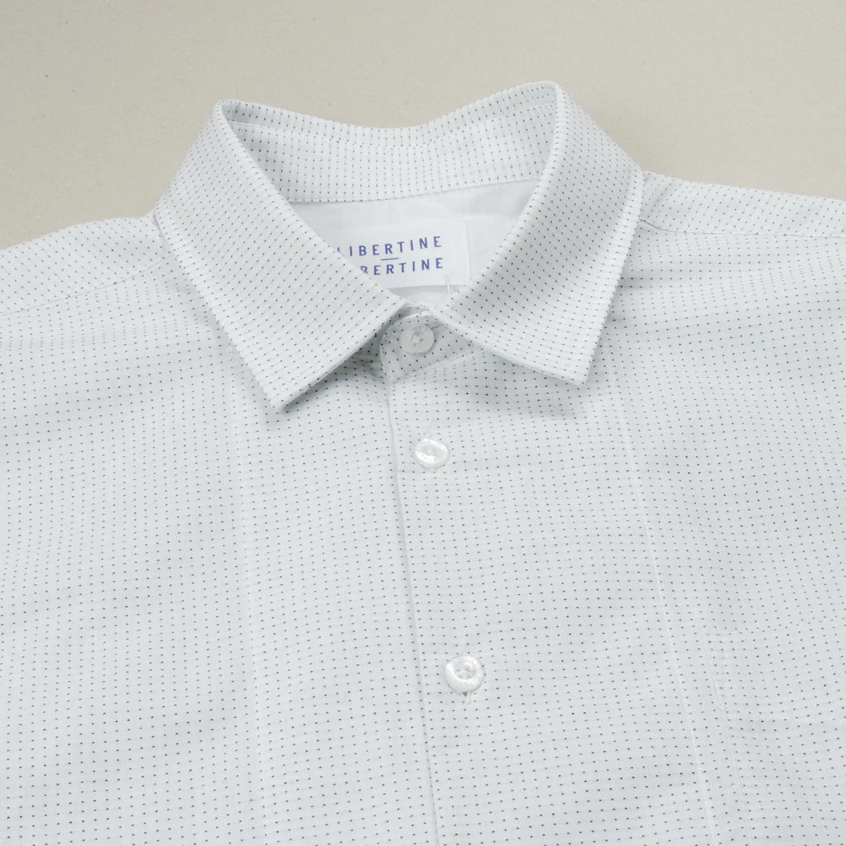 Libertine-Libertine - Passenger Burn Shirt - White with Black Dots