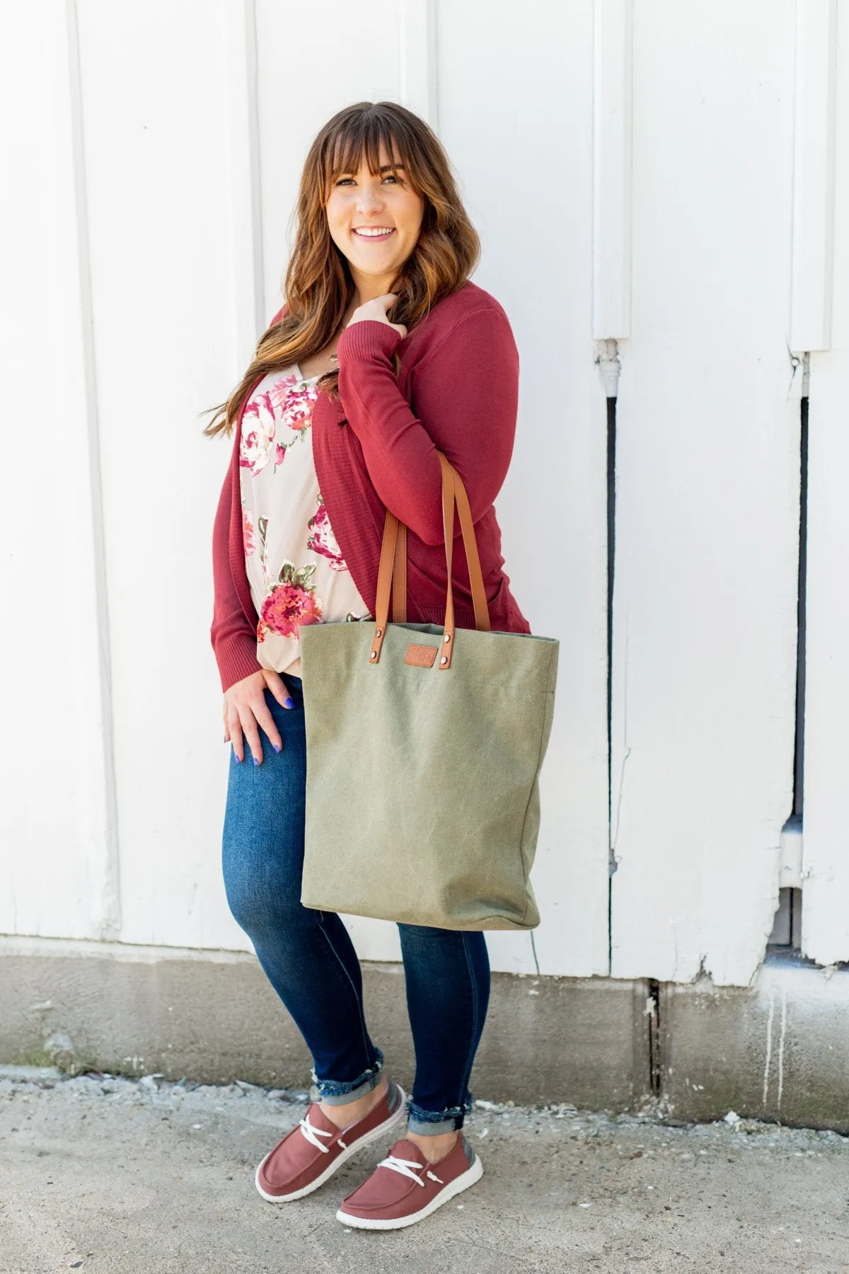 Light Weight Open Front Cardigan- Brick Red