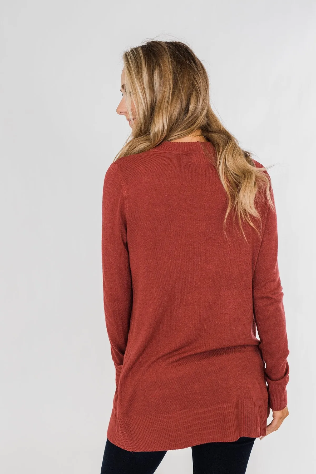 Light Weight Open Front Cardigan- Deep Poppy