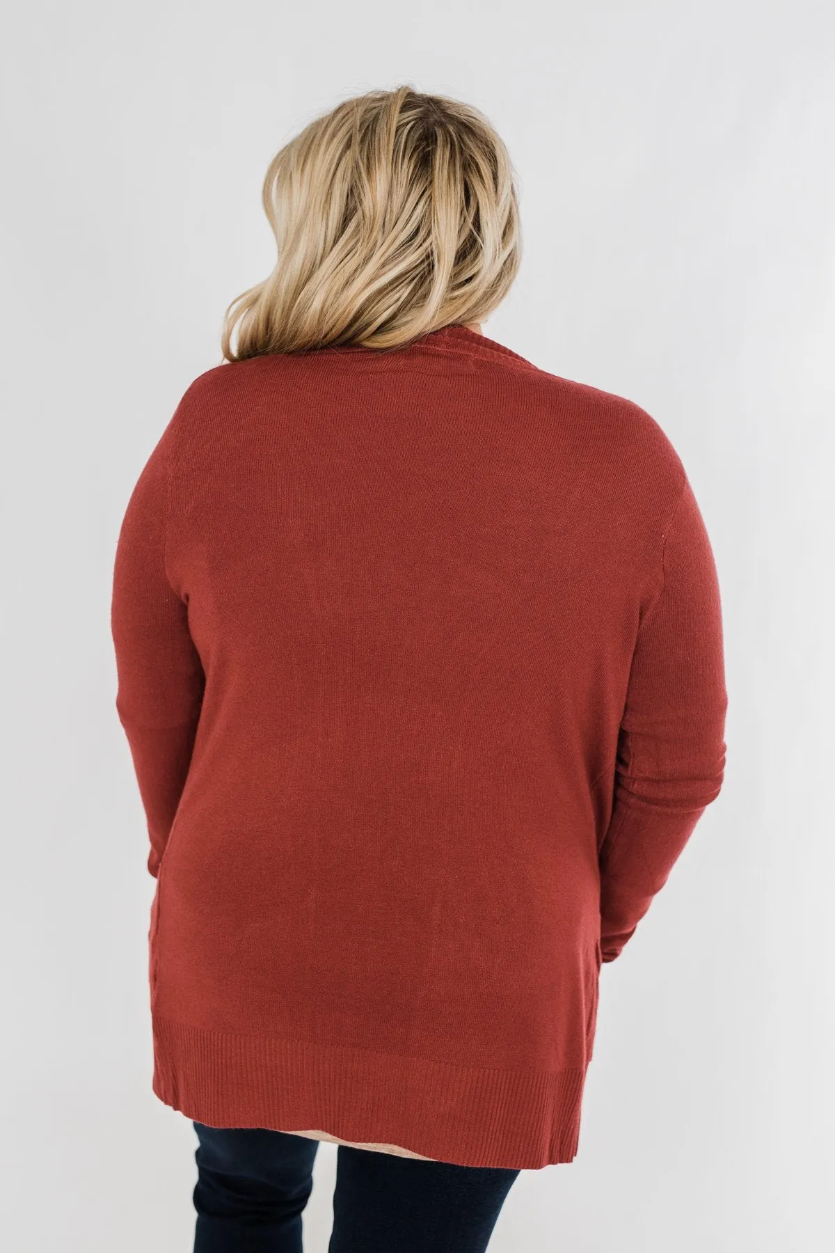 Light Weight Open Front Cardigan- Deep Poppy