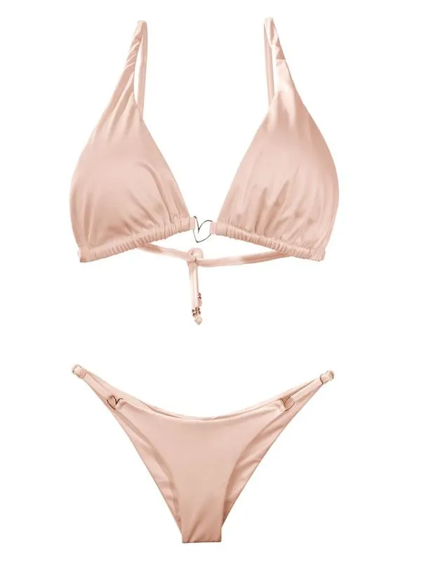 Liliana Montoya Pink Bikini Marinera Rosado Nacar Shiny Tops & Bottom Bikini Swimwear Set