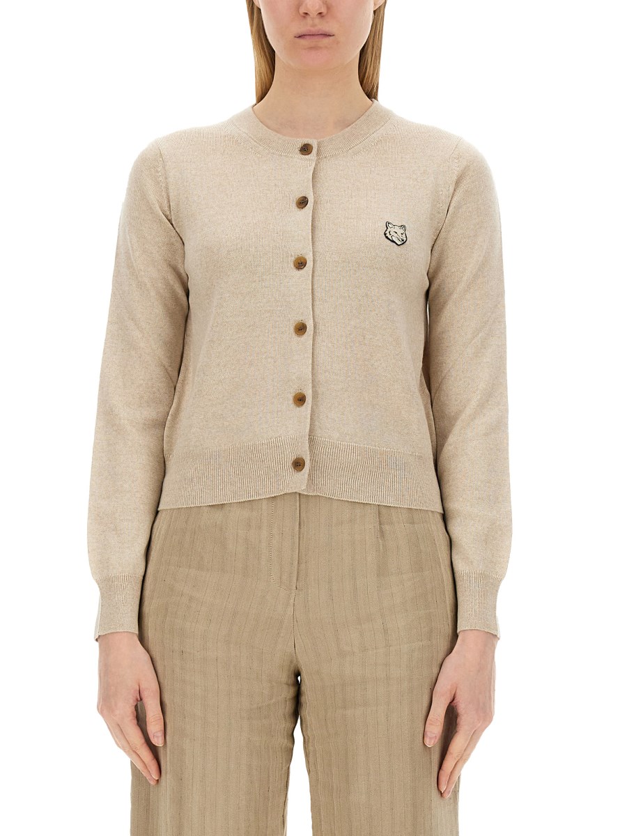 MAISON KITSUNÉ    WOOL CARDIGAN WITH FOX PATCH