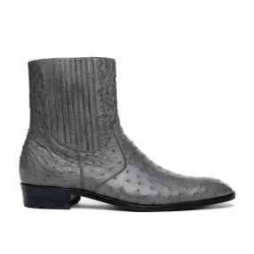 Marco Di Milano Giorgio Men's Shoes Gray Genuine Ostrich Quill Dress Boots (MDM1151)