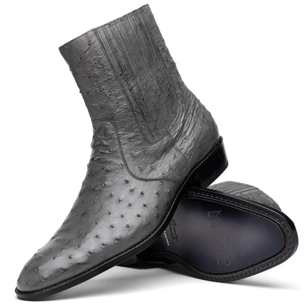 Marco Di Milano Giorgio Men's Shoes Gray Genuine Ostrich Quill Dress Boots (MDM1151)