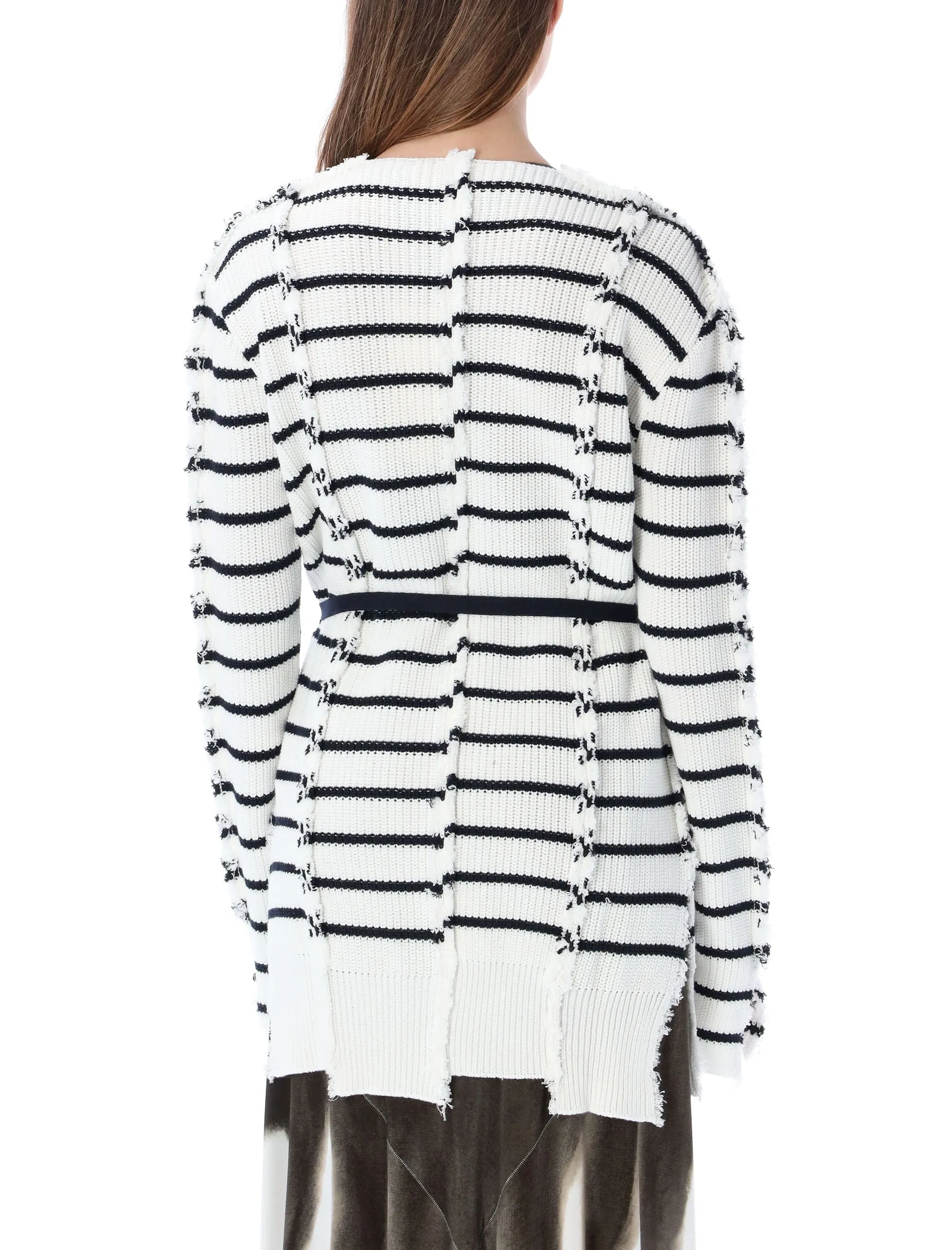 Marni Cut-Out Striped Long-Sleeved Cardigan