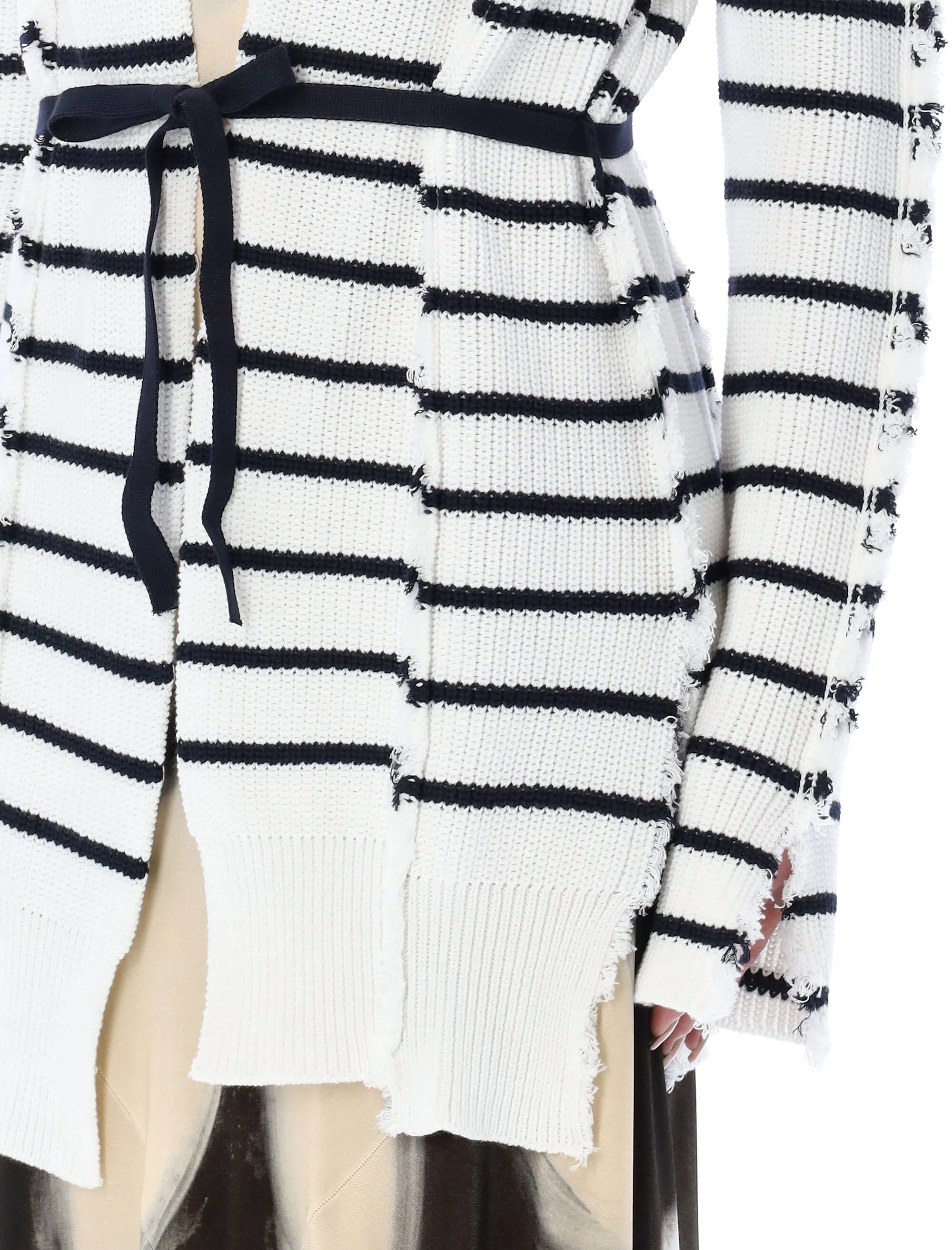 Marni Cut-Out Striped Long-Sleeved Cardigan